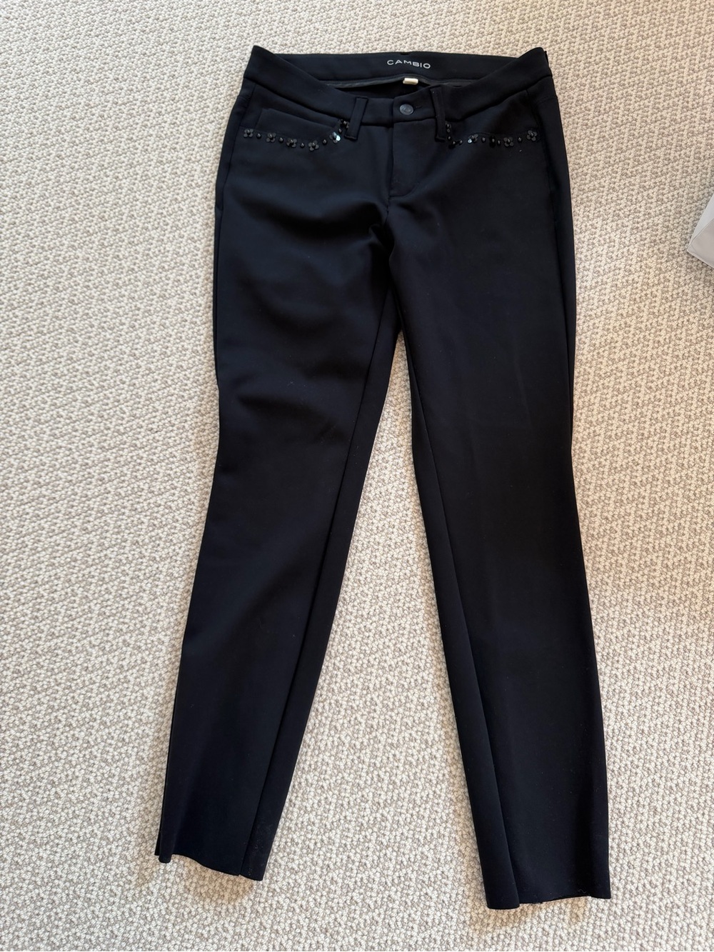 Black Cambio Slim Zip-Hem Pants